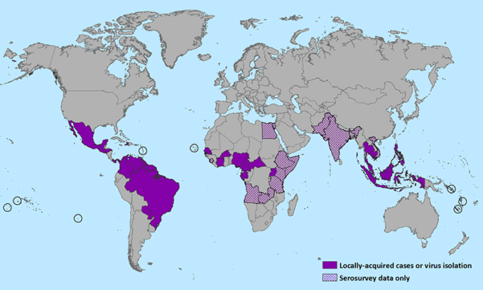 CDC map of Zika virus distribution in January 2016 ジカウイルス Wikipedia